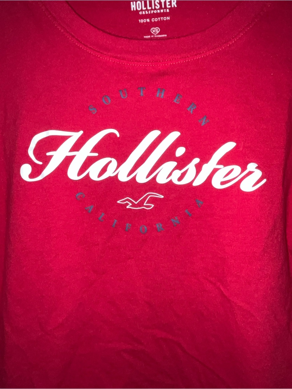 Hollister Bright Red Cotton Logo Tee - Picture 3 of 4